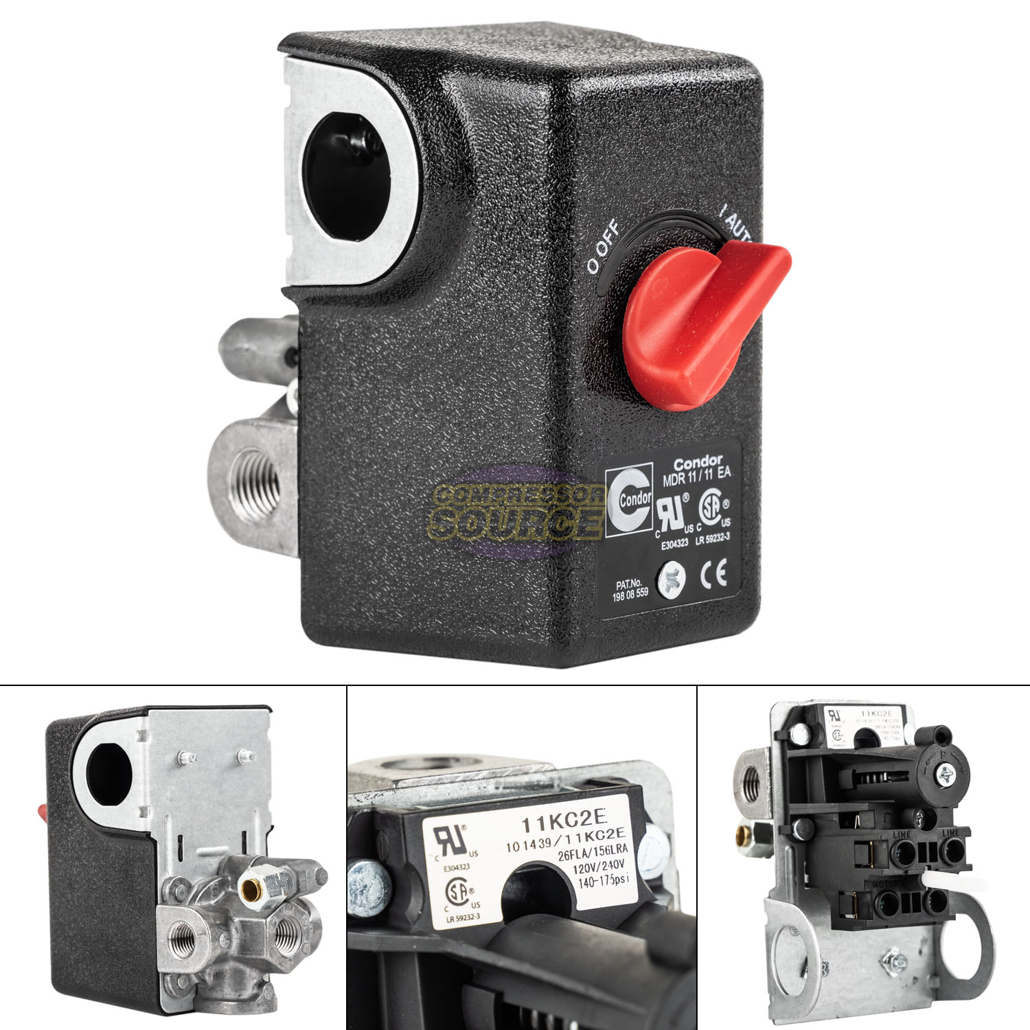 Condor 11KC2E Pressure Switch Control Valve 140175PSI 4 Port 1/4" FNPT